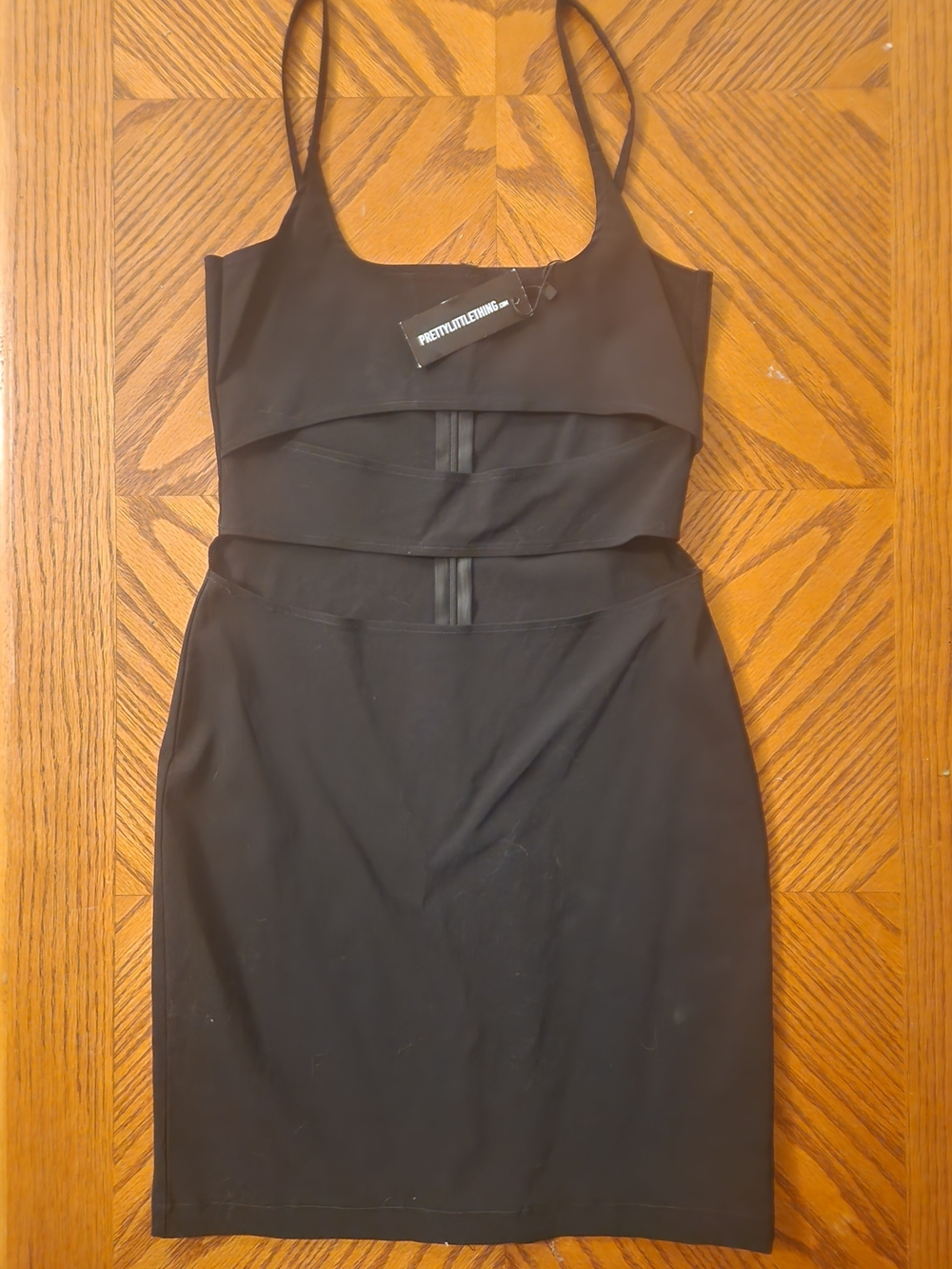 PrettyLittleThing Black Strappy Cutout Mini Dress